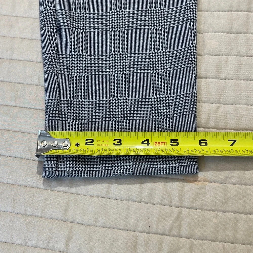Talbots SOHO ANKLE WOMENS 12  Black and Gray Plaid Dress Pants PULL ON ELASTIC